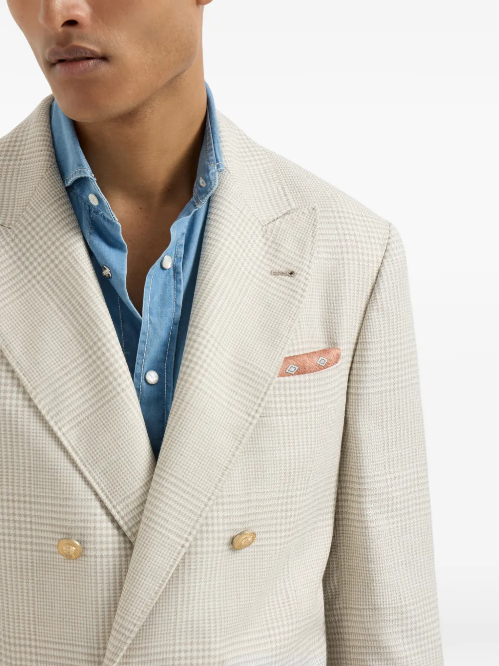 Brunello Cucinelli Zijden pochet met diamantprint Oranje