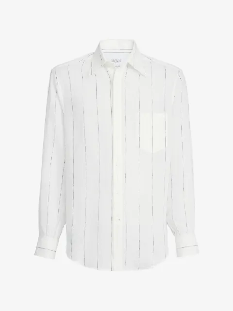 Brunello Cucinelli camisa con motivo de rayas y bolsillo en el pecho