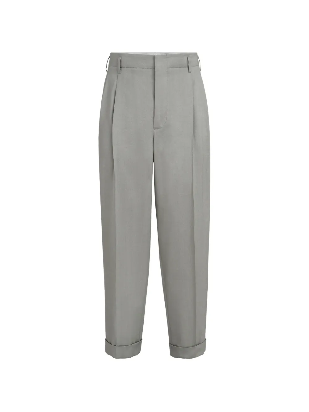 Brunello Cucinelli linen, virgin wool and mohair gabardine trousers with double pleats - Grigio