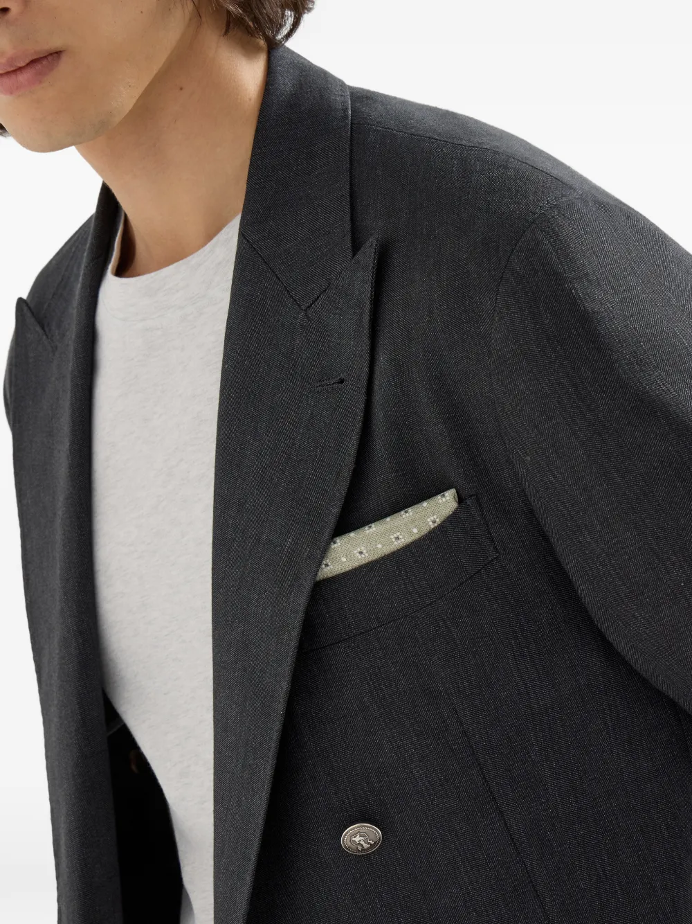  Brunello Cucinelli Geometric-print Silk Pocket Square - Green 