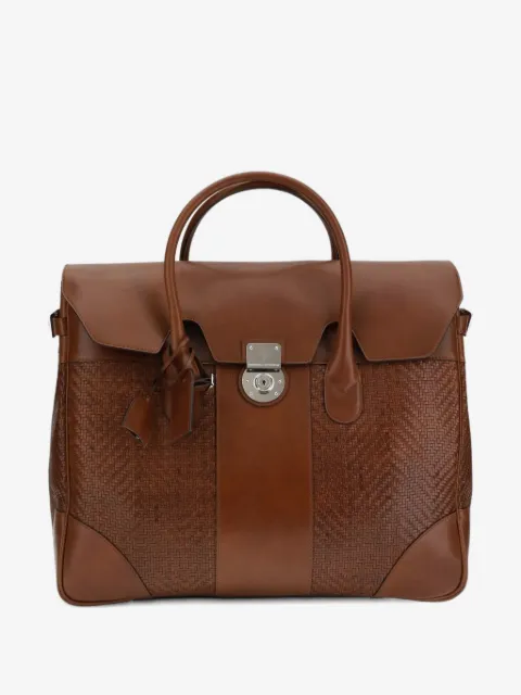 Brunello Cucinelli braided leather boston bag