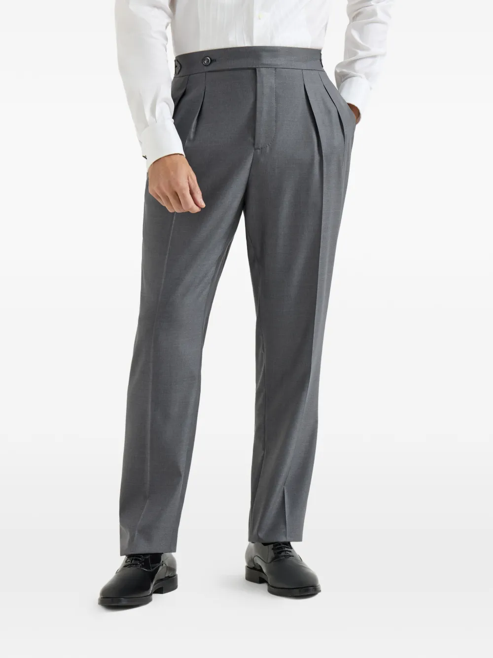 Brunello Cucinelli Broek met dubbele plooi Grijs