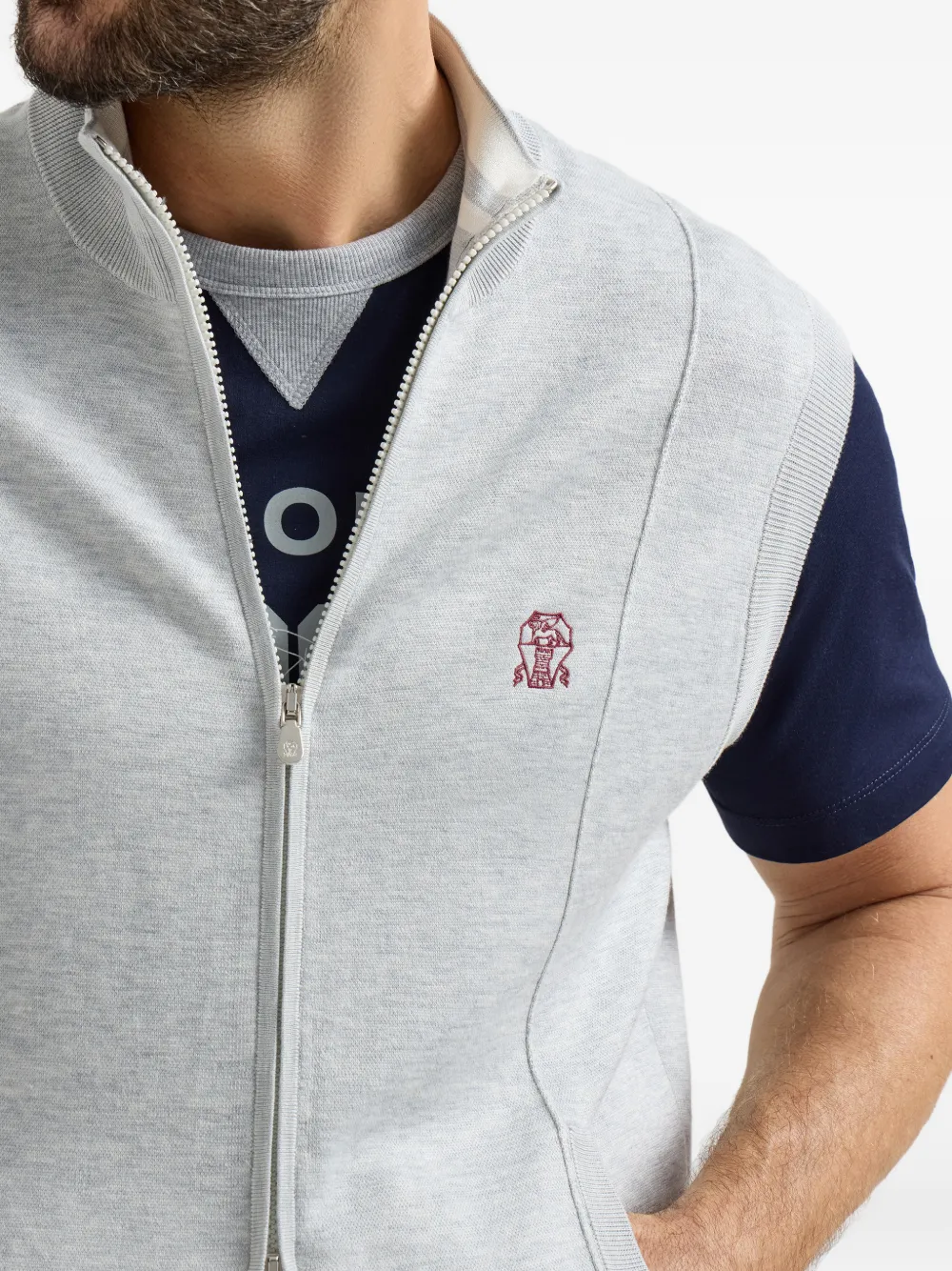 Brunello Cucinelli Spencer met logodetail en rits Grijs