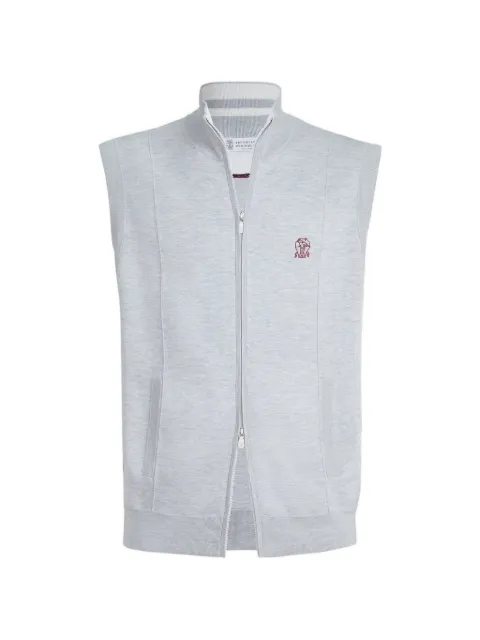 Brunello Cucinelli logo-detail zipped vest