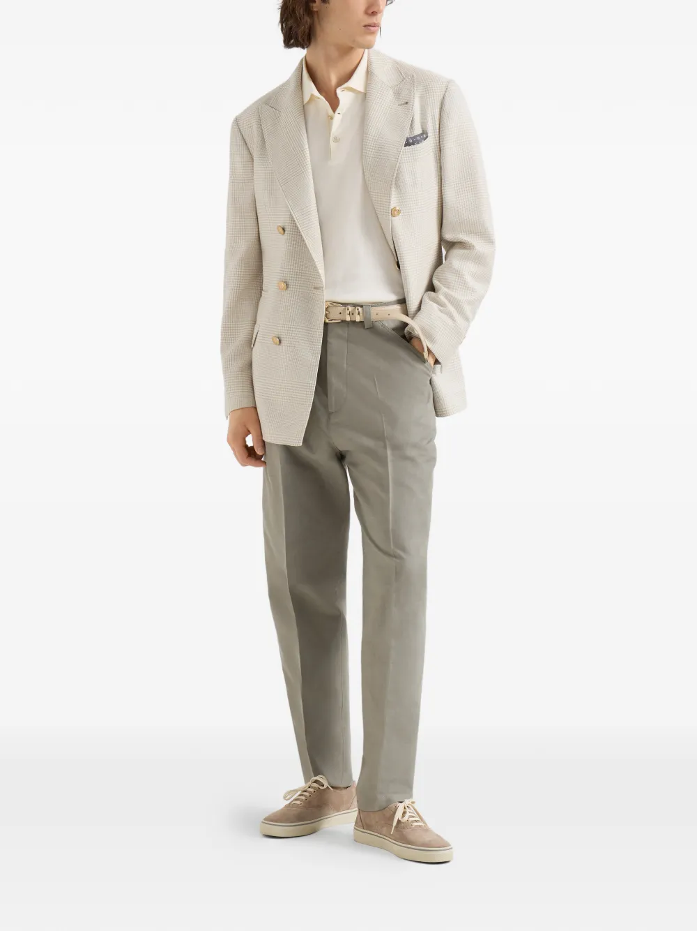 Brunello Cucinelli Gebreid poloshirt - Wit