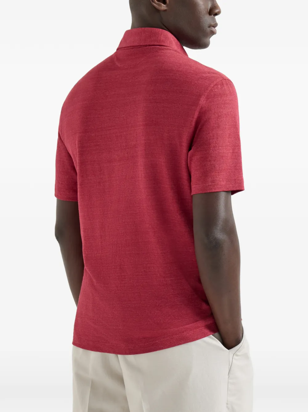 Brunello Cucinelli Gemêleerd poloshirt met puntkraag Rood