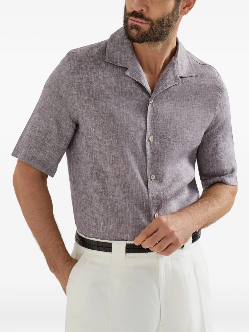 Camp-Collar Short-Sleeve Shirt