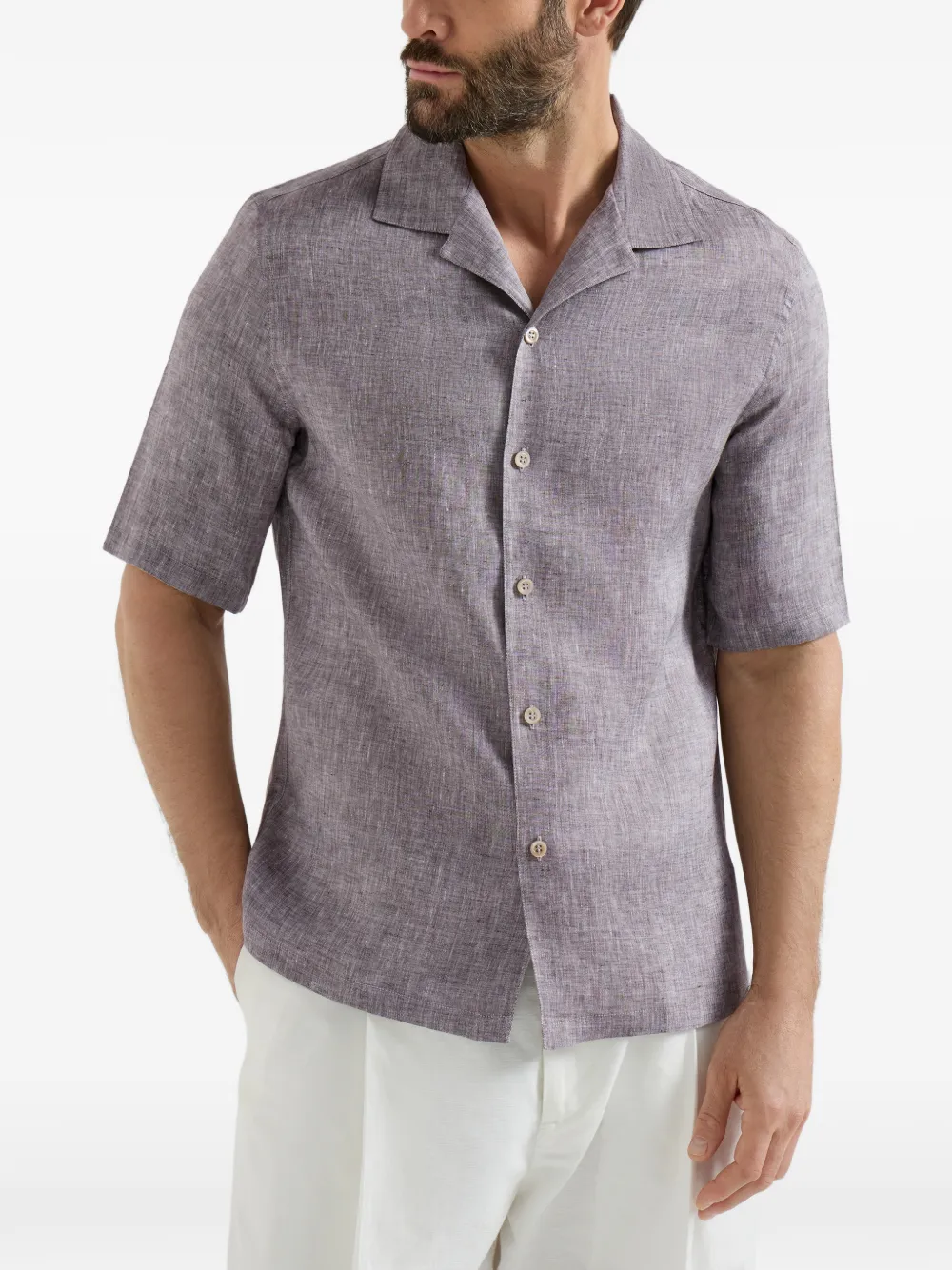 Camp-Collar Short-Sleeve Shirt