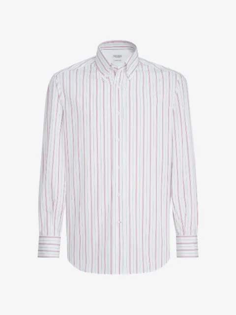 Brunello Cucinelli camisa con botones y motivo de rayas