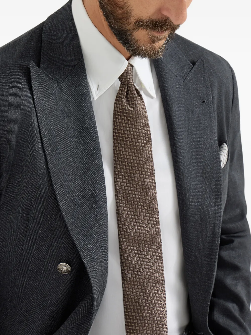  Brunello Cucinelli Textured Silk Tie - Brown 