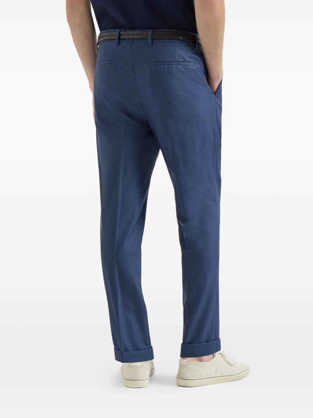 Brunello Cucinelli Prince of Wales broek van scheerwol met plooi Blauw