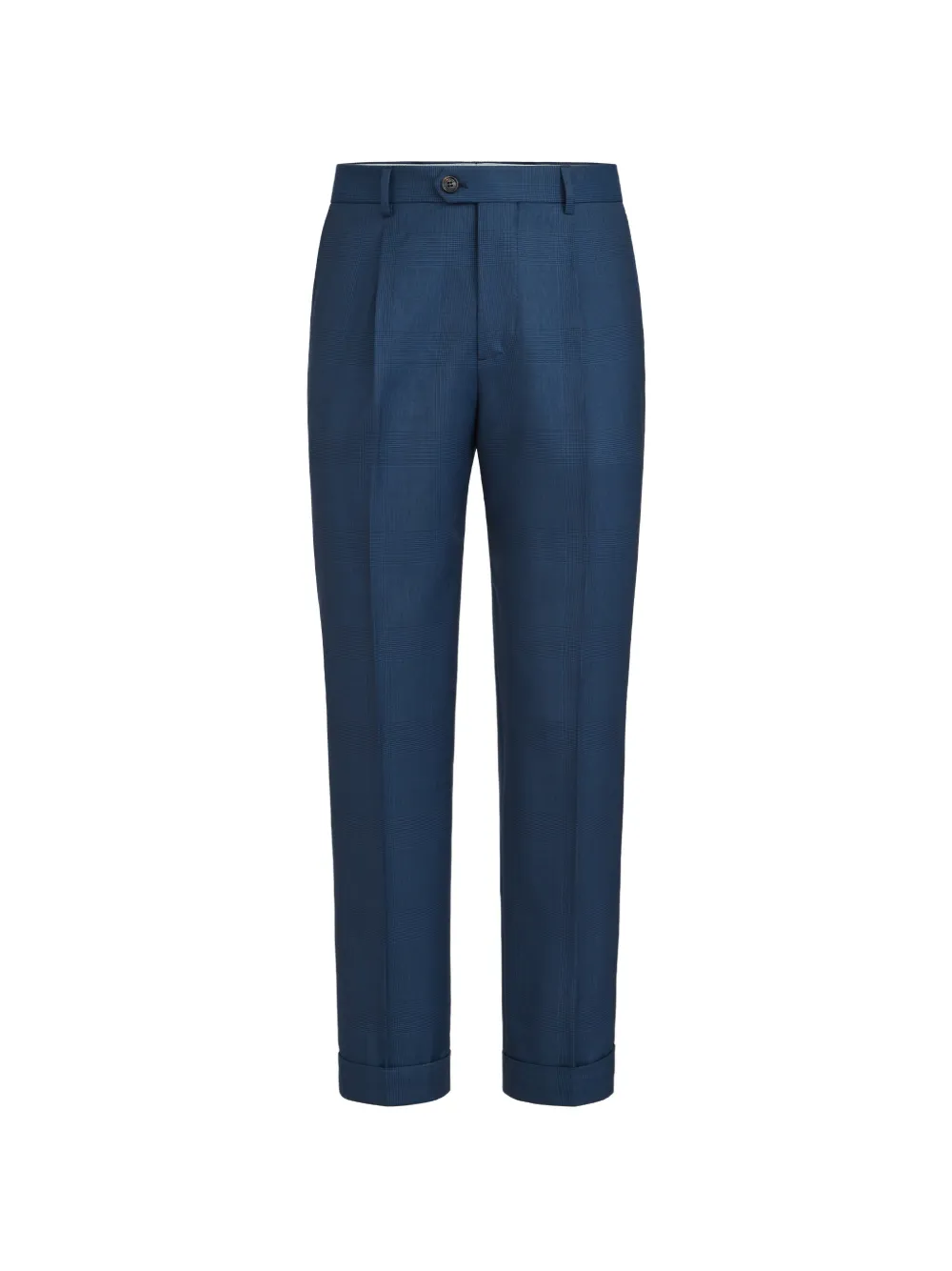 Brunello Cucinelli virgin-wool Prince of Wales trousers with pleat - Blu