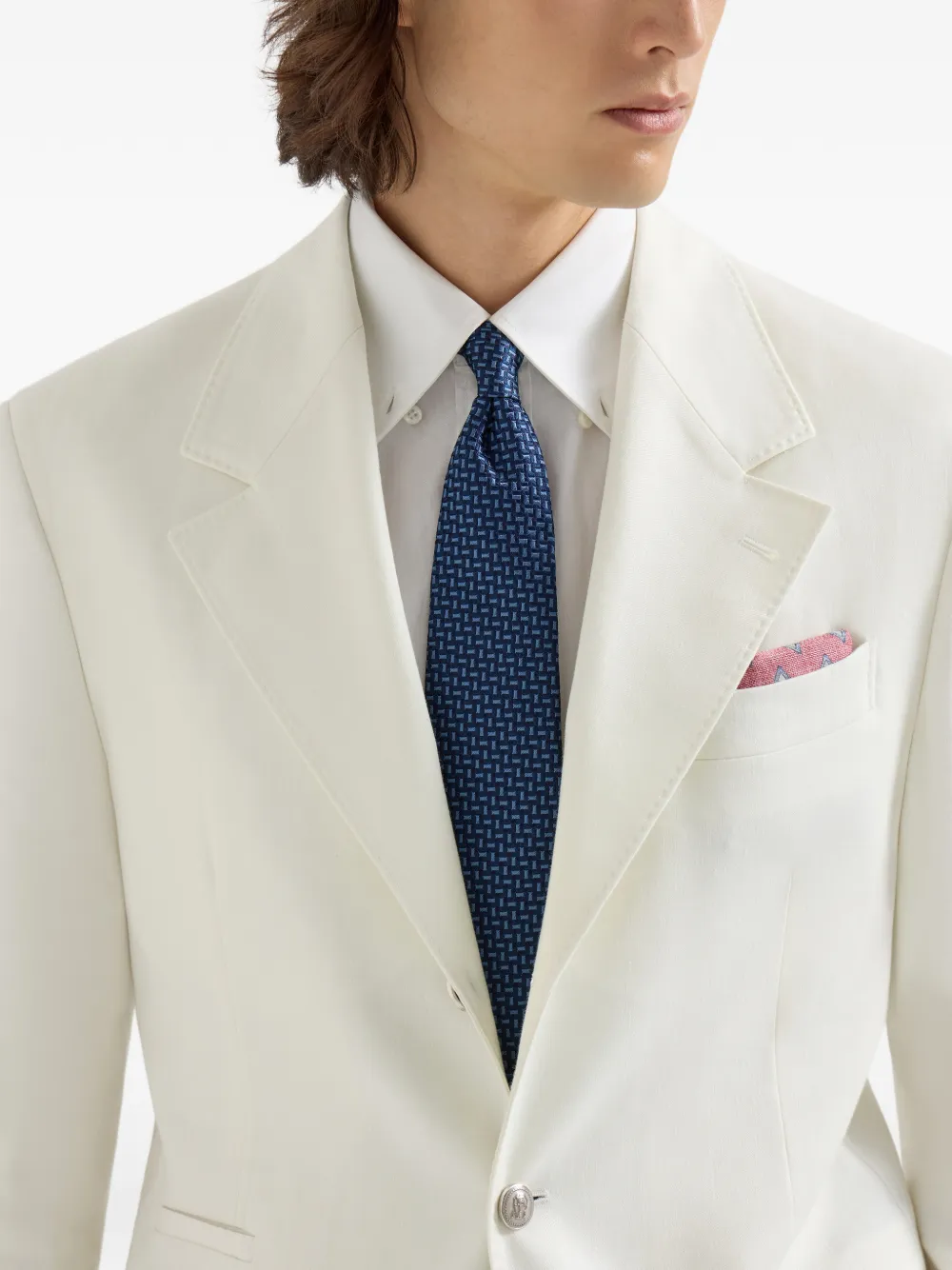  Brunello Cucinelli Textured Silk Tie - Blue 