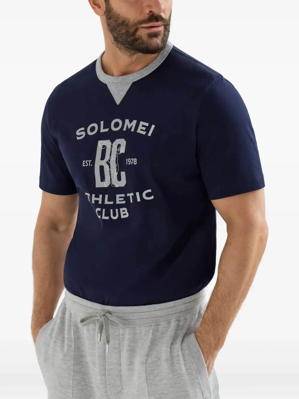 Brunello Cucinelli Katoenen jersey T-shirt met print Blauw