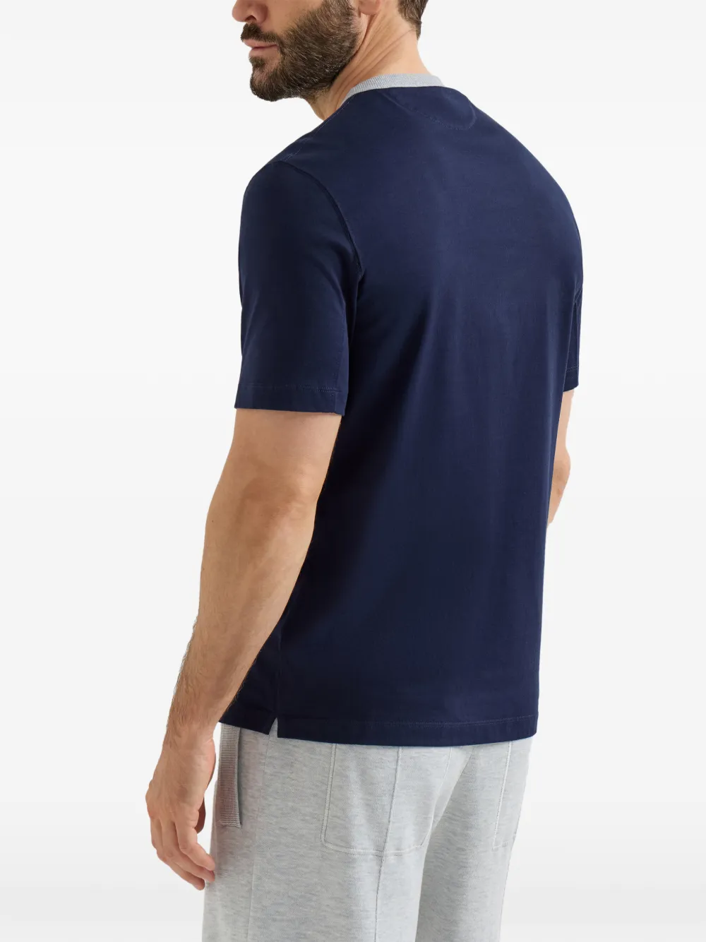 Brunello Cucinelli Katoenen jersey T-shirt met print Blauw
