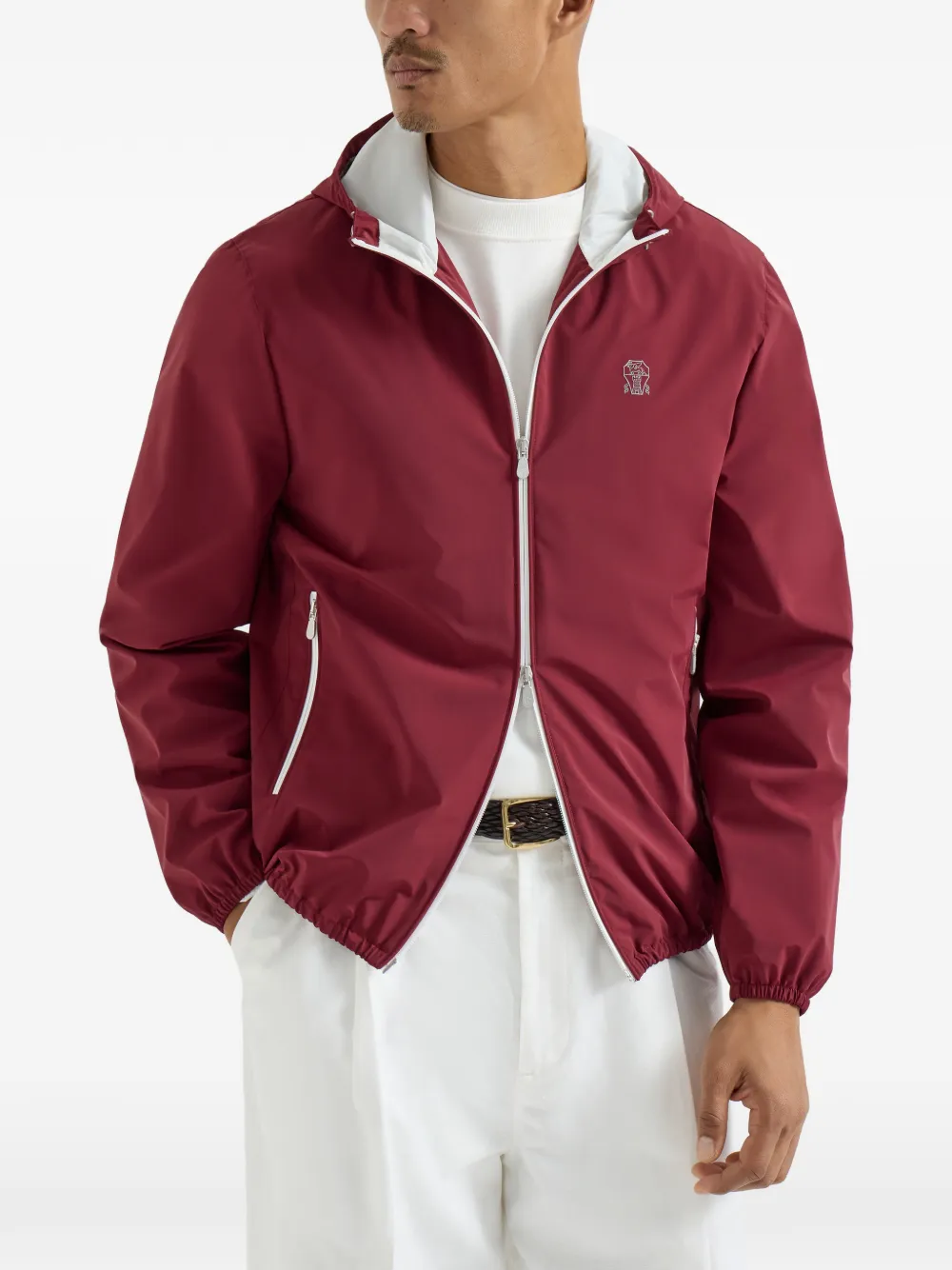  Brunello Cucinelli Logo-detail Hooded Jacket - Red 