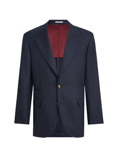 Brunello Cucinelli virgin-wool chevron tailor blazer with peak lapels