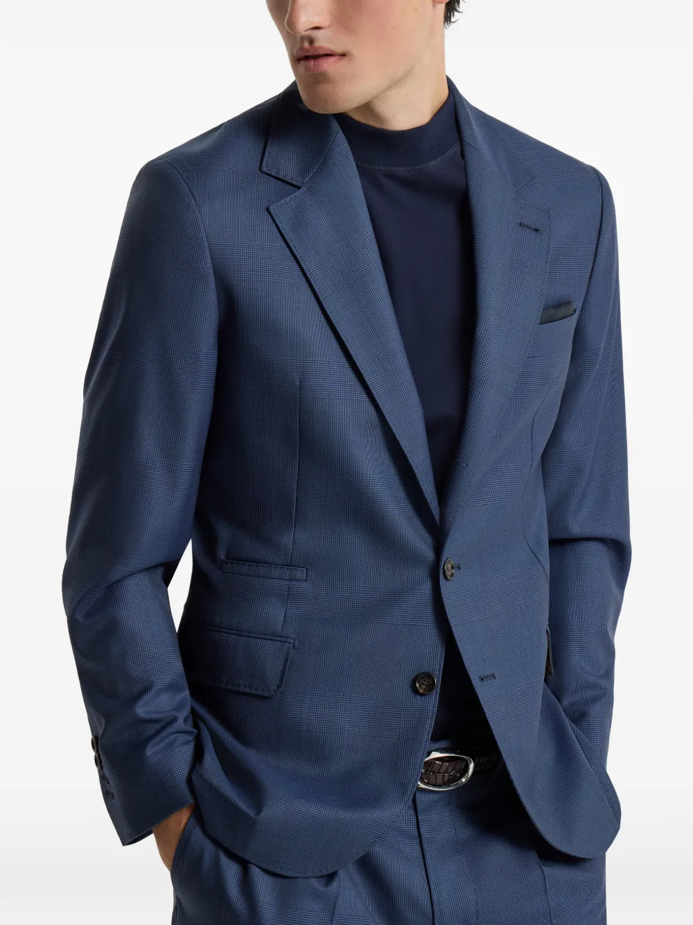 ブルネロクチネリ 最高峰ヴァージンウール ペンチェック 濃紺 XXL相当 54 Brunello Cucinelli Super 150s バージンウール チェック ジャケット