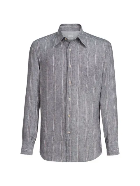 Brunello Cucinelli camisa con bolsillo a rayas