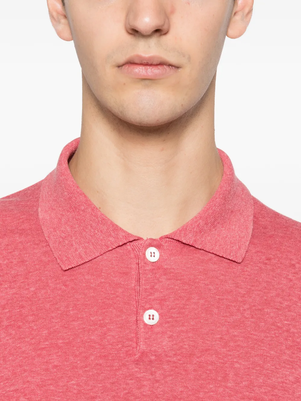 Brunello Cucinelli Poloshirt met geribbelde afwerking Rood