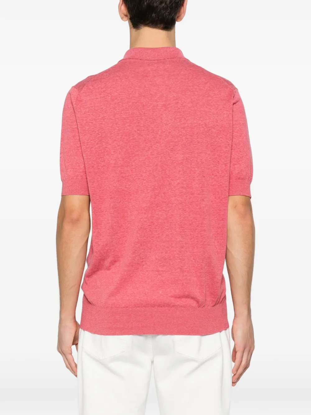 Brunello Cucinelli Poloshirt met geribbelde afwerking Rood
