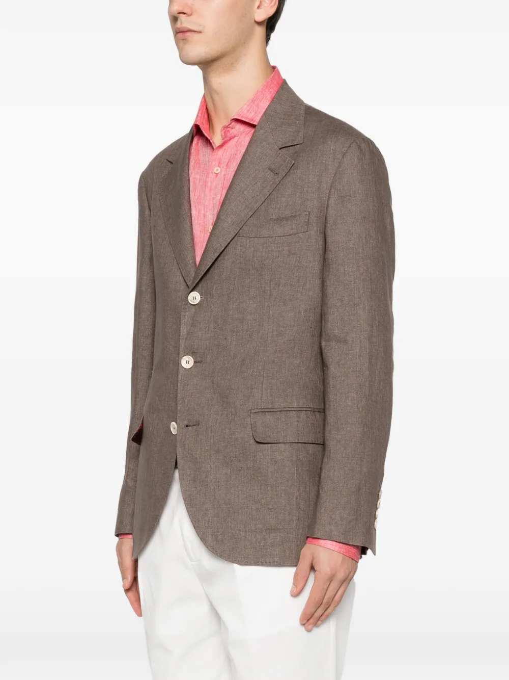  Brunello Cucinelli Button-up Linen Blazer - Brown 