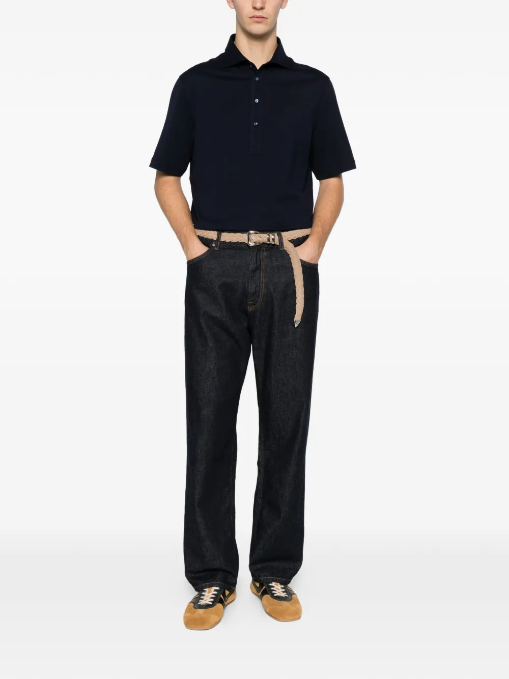 Brunello Cucinelli button-up polo shirt - Blauw