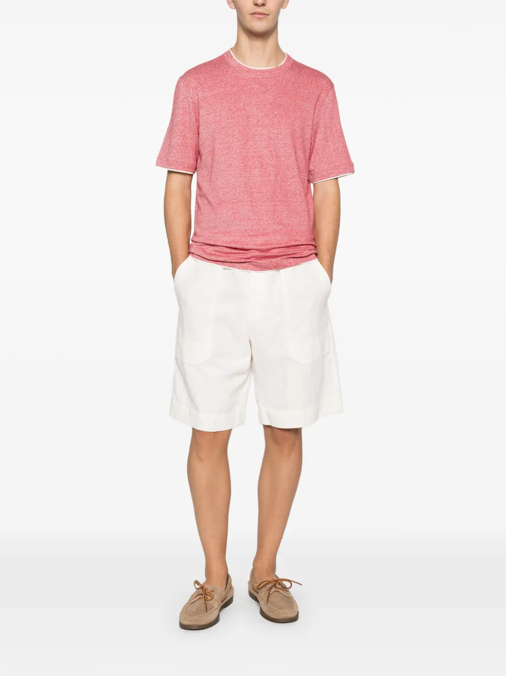 Brunello Cucinelli contrast-trim T-shirt - Rood