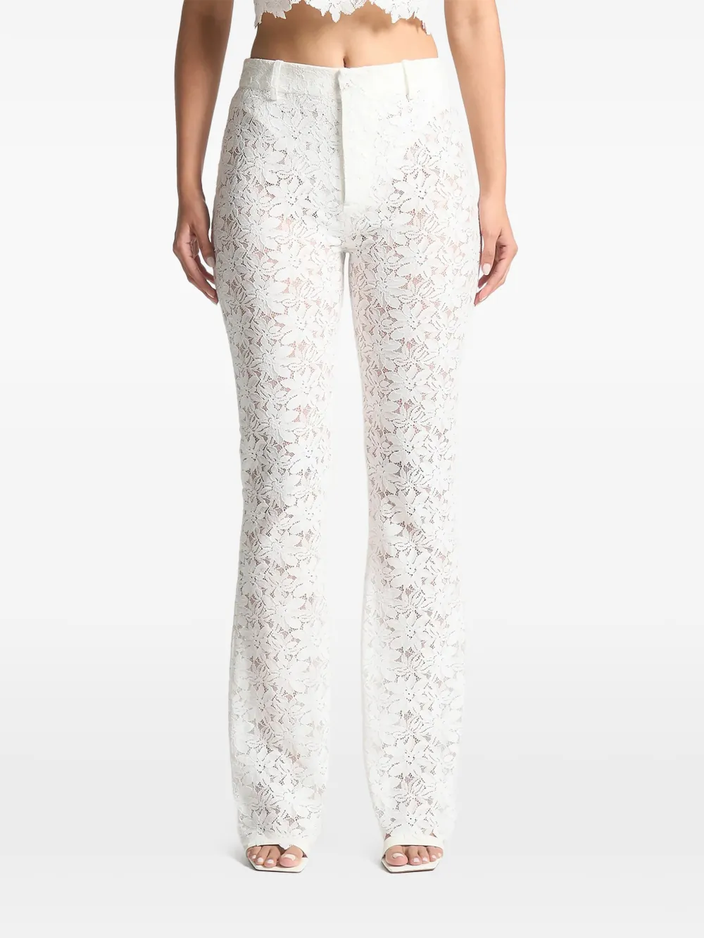 Manière De Voir Floral-lace Trousers In White