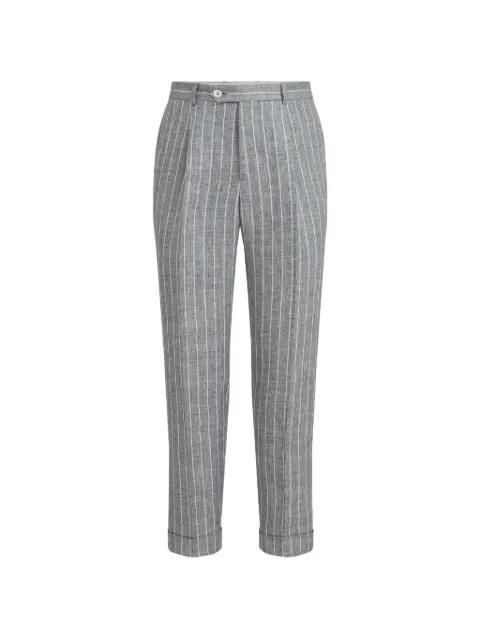 Brunello Cucinelli chalk-stripe linen twill trousers with pleat