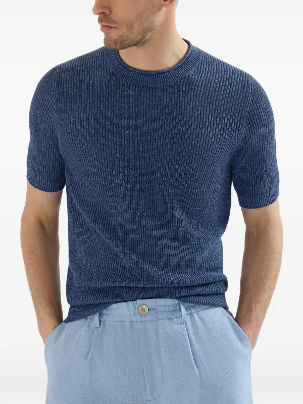 Brunello Cucinelli Linen And Cotton T-shirt | Blue | FARFETCH
