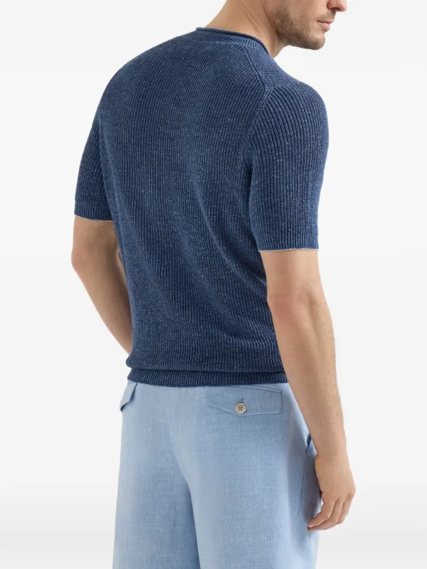 Brunello Cucinelli Linen And Cotton T-shirt | Blue | FARFETCH