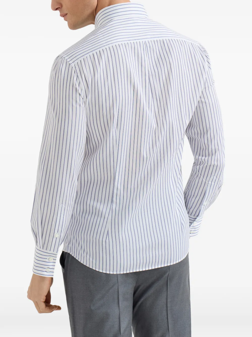  Brunello Cucinelli Multistripe Button-down Collar Shirt - White 