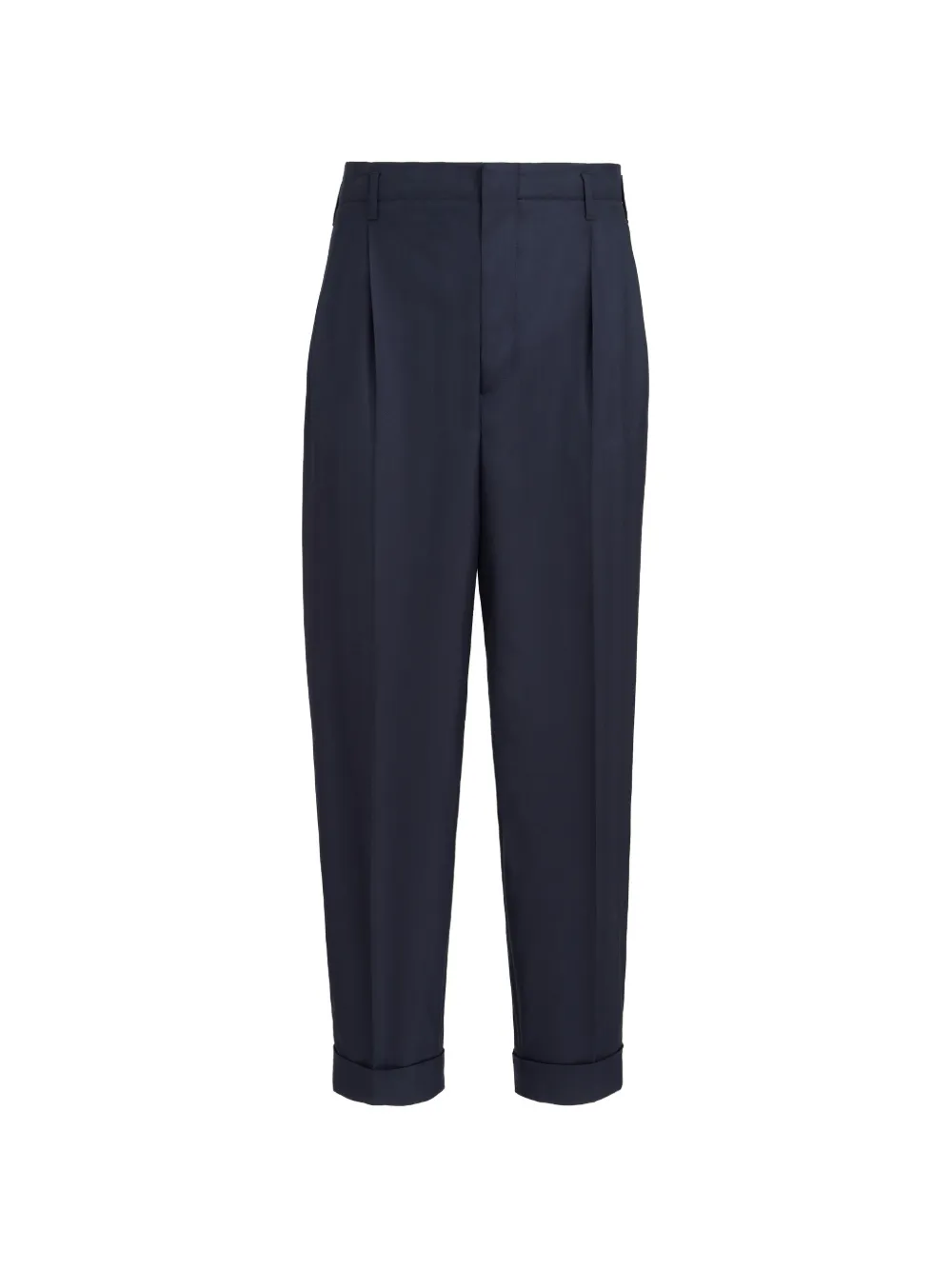 Brunello Cucinelli virgin-wool chevron trousers with double pleats - Blu