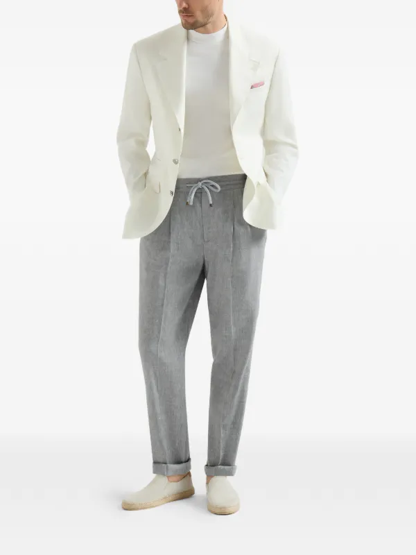 Brunello Cucinelli Chevron Trousers | Grey | FARFETCH JO