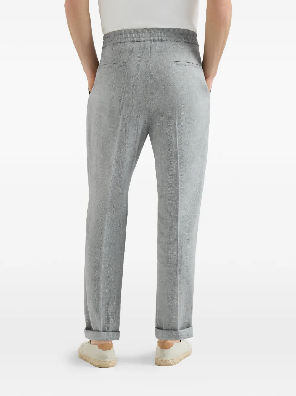 Brunello Cucinelli Broek met trekkoord en dubbele plooien Grijs