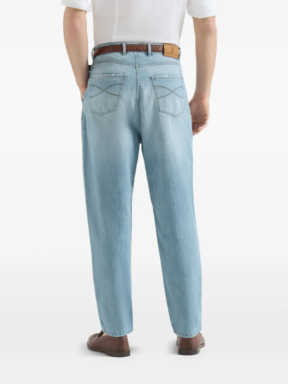 Brunello Cucinelli Denim broek met dubbele plooien Blauw