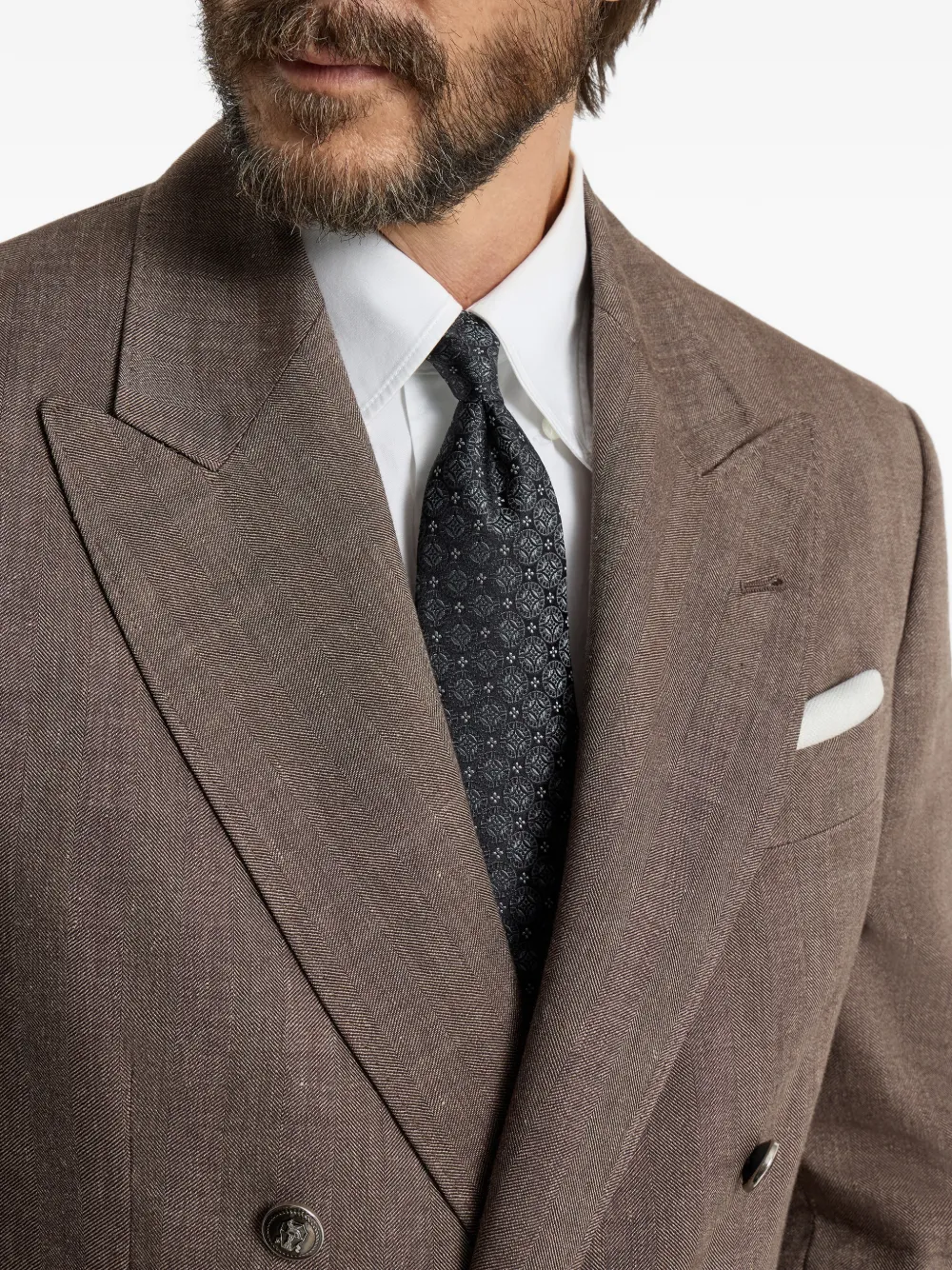  Brunello Cucinelli Geometric-patterned Silk Tie - Grey 