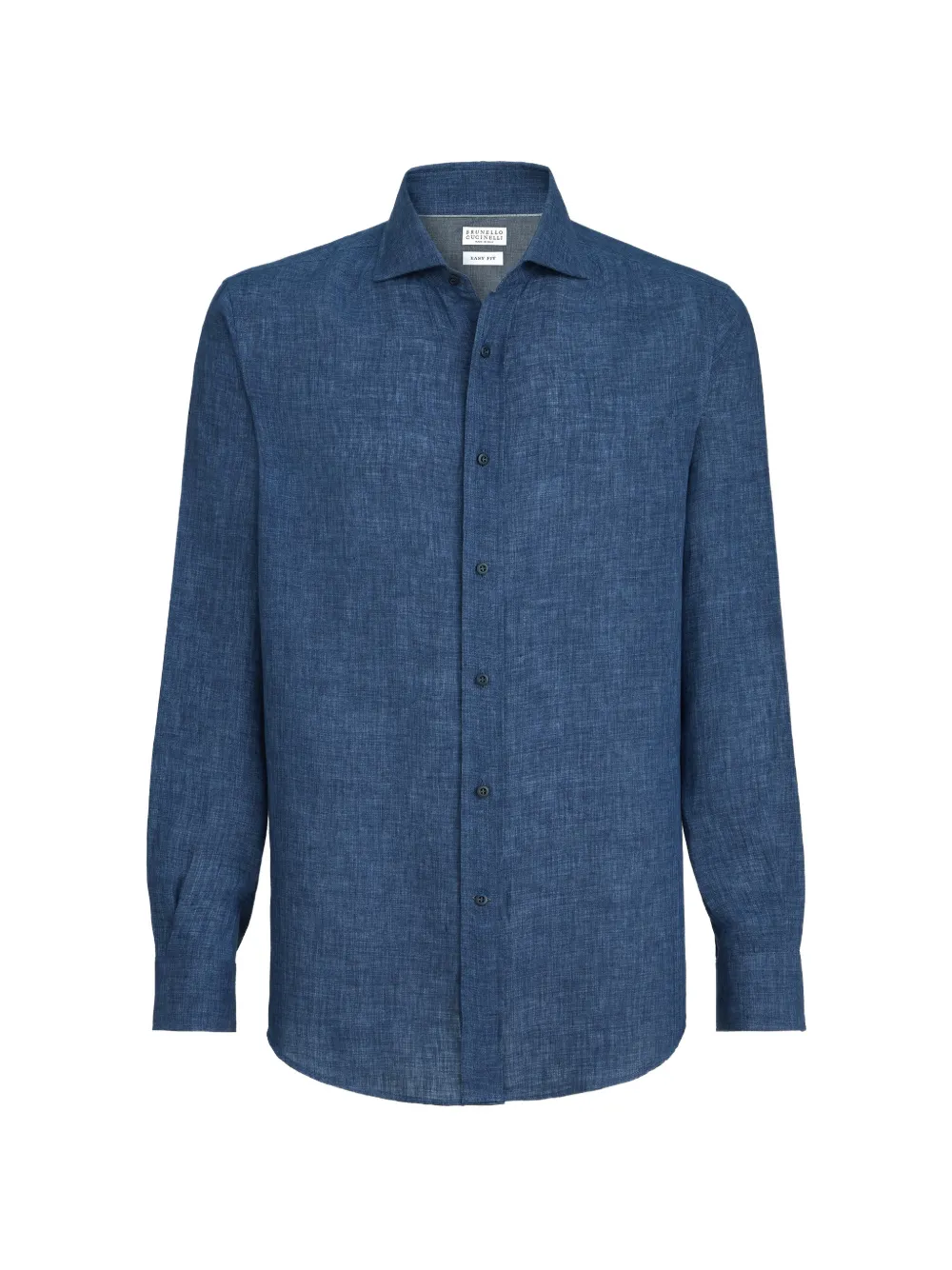 Brunello Cucinelli délavé linen easy fit shirt with spread collar - Blu