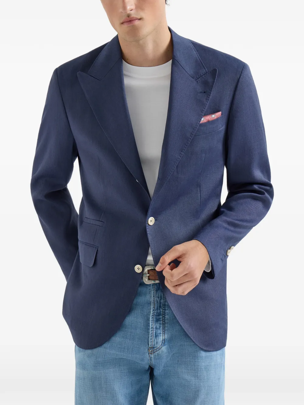 Brunello Cucinelli Blazer met puntige revers Blauw