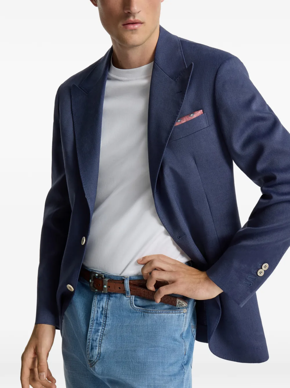 Brunello Cucinelli Blazer met puntige revers Blauw