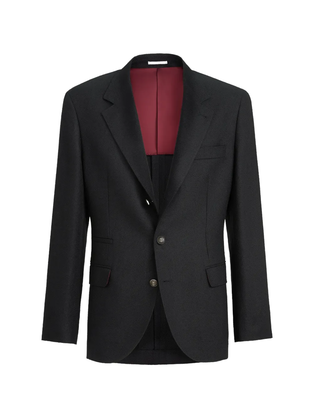 Brunello Cucinelli silk, linen and wool hopsack deconstructed blazer with metal buttons - Black