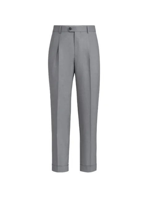 Brunello Cucinelli virgin-wool and silk lightweight hopsack trousers with pleat
