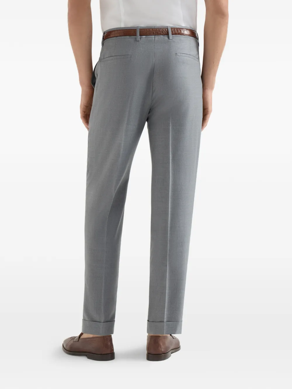 virgin-wool and silk lightweight hopsack trousers with pleat