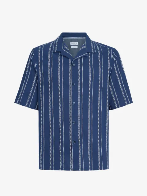 Brunello Cucinelli stripe short-sleeve shirt
