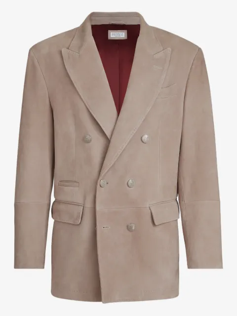 Brunello Cucinelli suede metal-buttons blazer