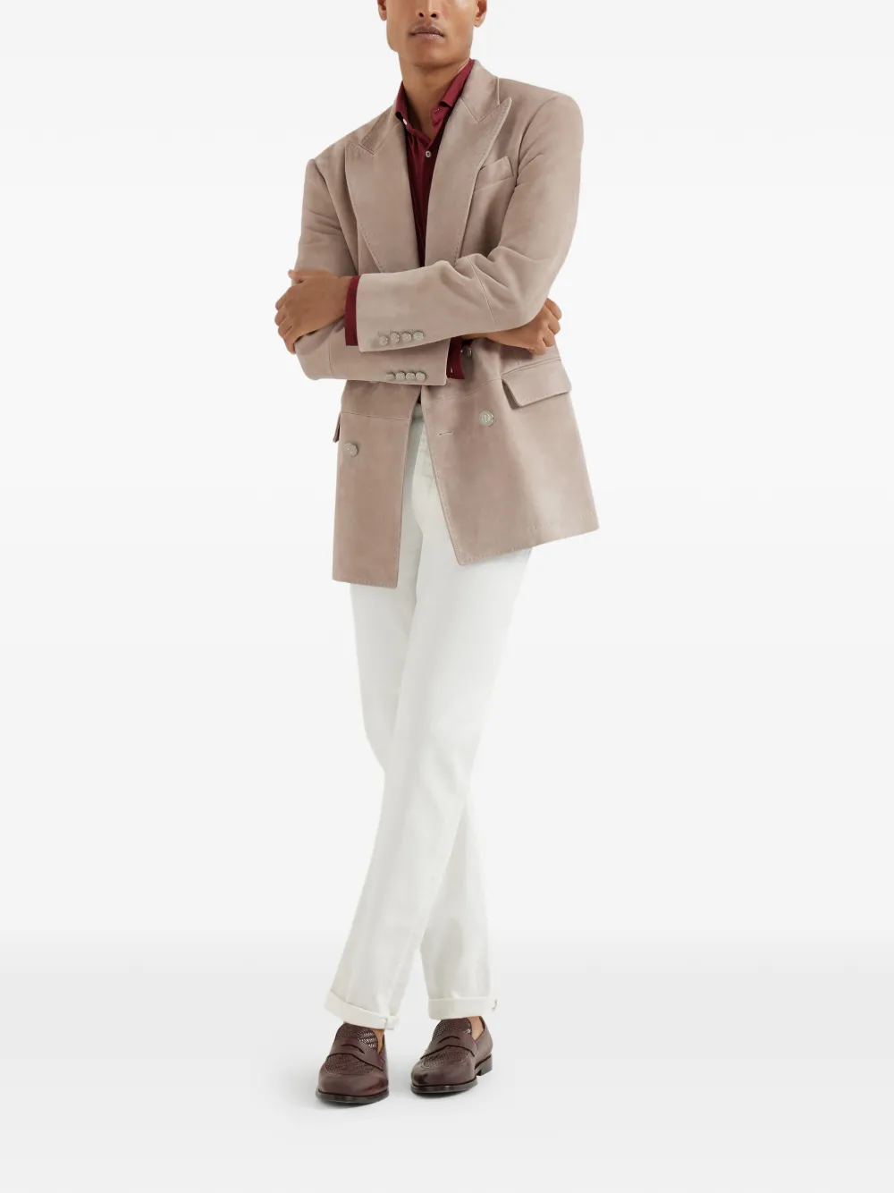 Brunello Cucinelli suede metal-buttons blazer | Blazers | Image 2