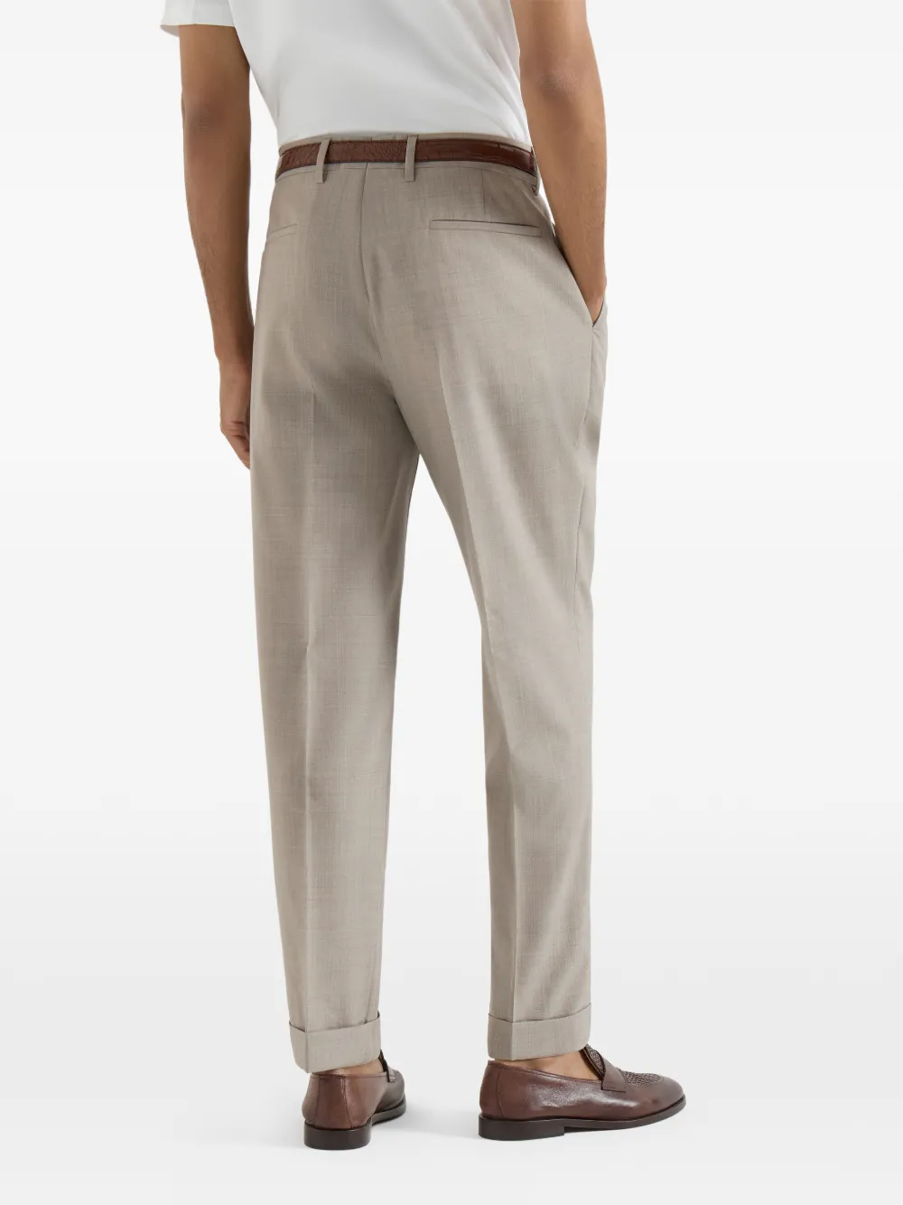 Brunello Cucinelli Fresco plooibroek van scheerwol Beige