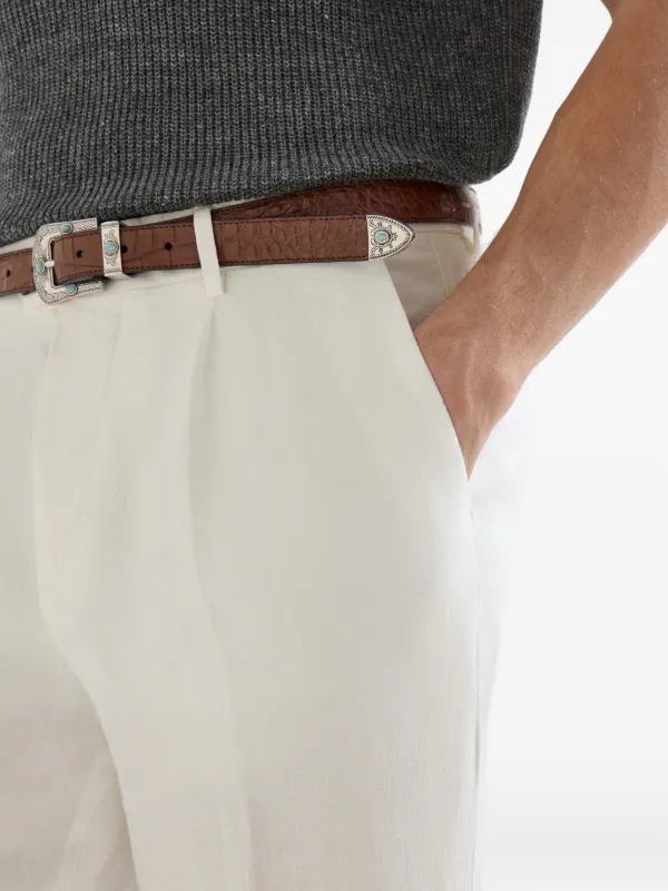 Brunello Cucinelli ガーメントダイ パンツ | ホワイト | FARFETCH JP