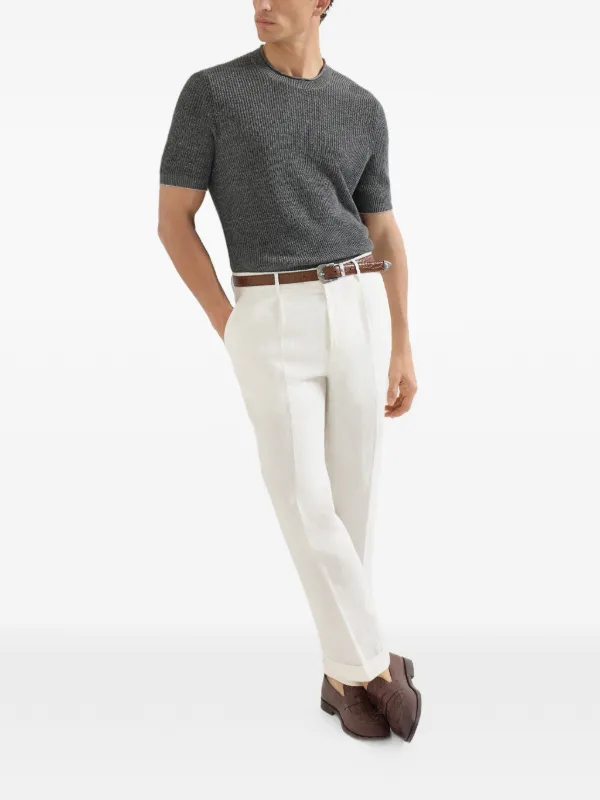 Brunello Cucinelli ガーメントダイ パンツ | ホワイト | FARFETCH JP